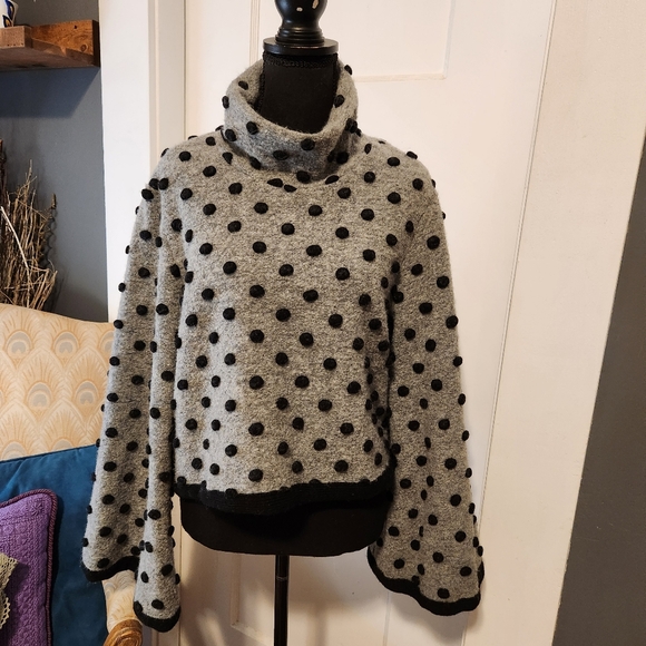 TOV Holy Sweaters - TOV HOLY Polka Dot Wool Crop Sweater